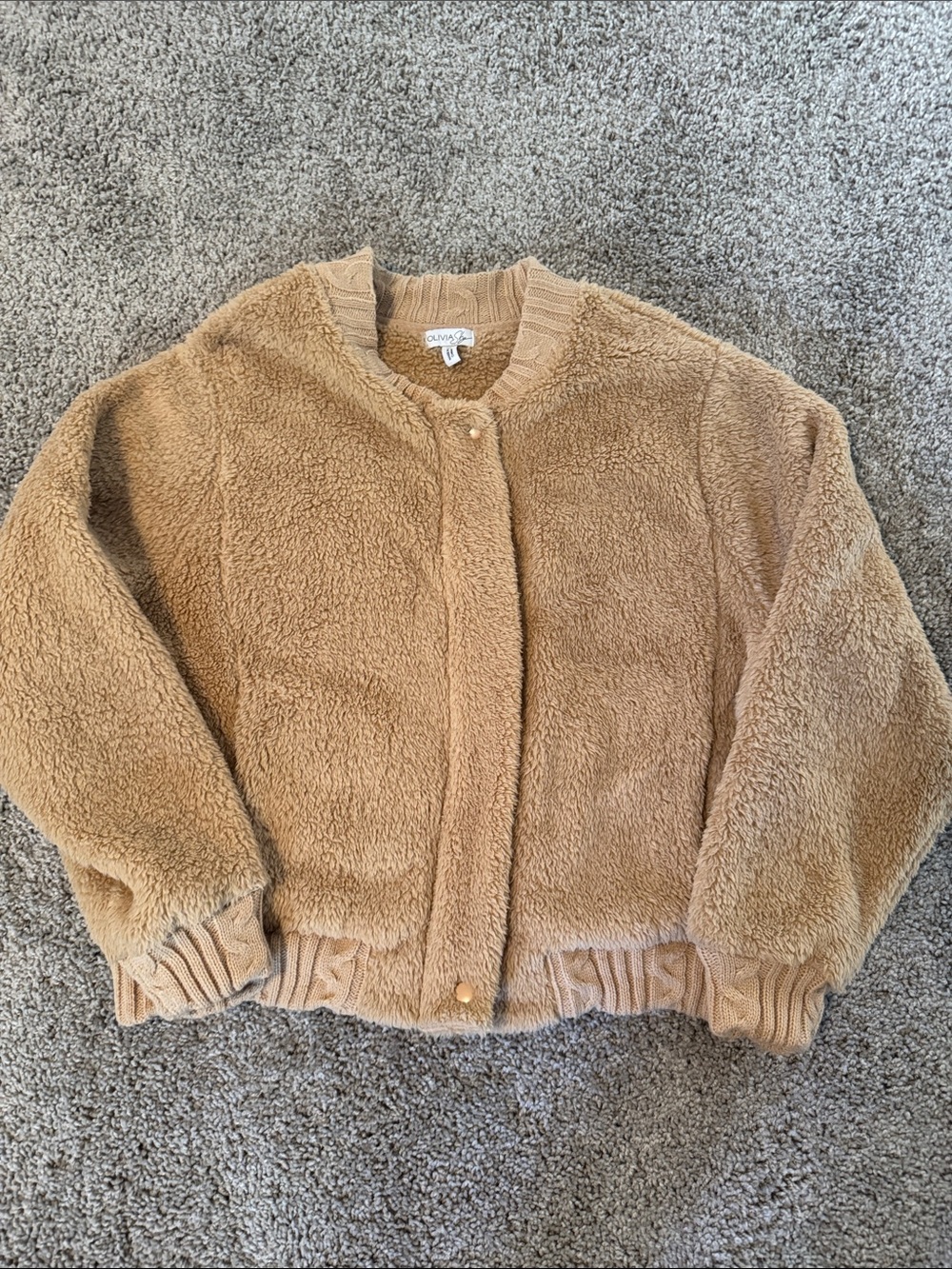 Olivia Sky Teddy Fleece Jacket in Camel